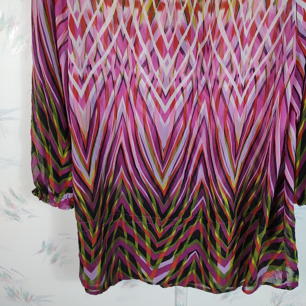 Black Rainn Pink Printed Blouse Large - Picture 12 of 12